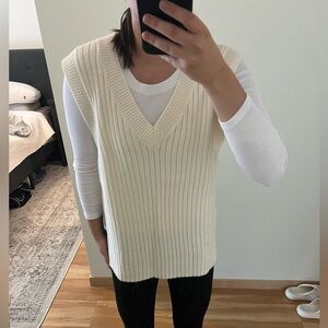H&M Cream V-Neck Sweater Vest